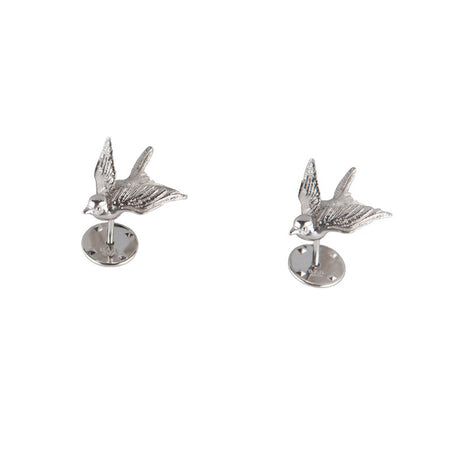 Silver Swallow Stud Earrings