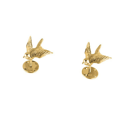 Gold Swallow Stud Earrings
