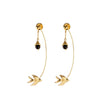 Gold Swallow And Flower Earring - Roz Buehrlen - 1