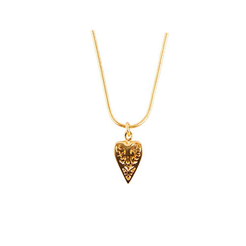 Gold Engraved Heart Pendant - Roz Buehrlen - 1