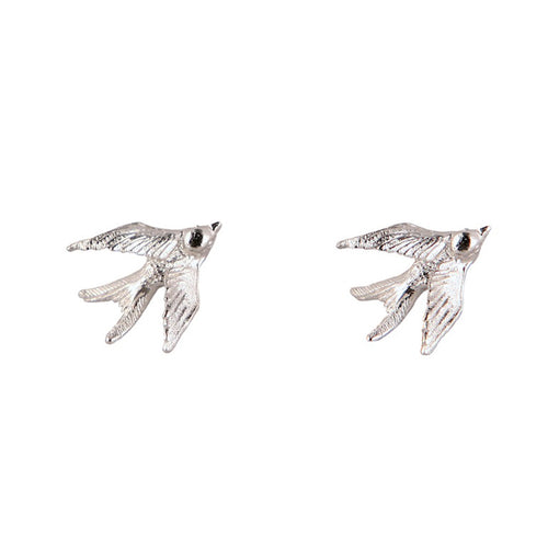 Silver Swallow Stud Earrings - Roz Buehrlen - 1