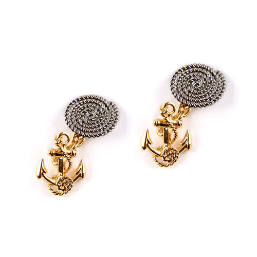 18ct gold and ruthenium anchor cufflinks.