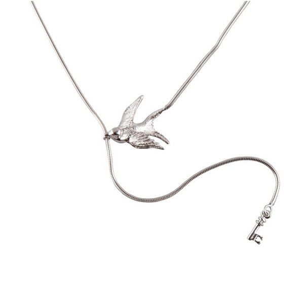 Swallow and Key Necklace - Roz Buehrlen - 2