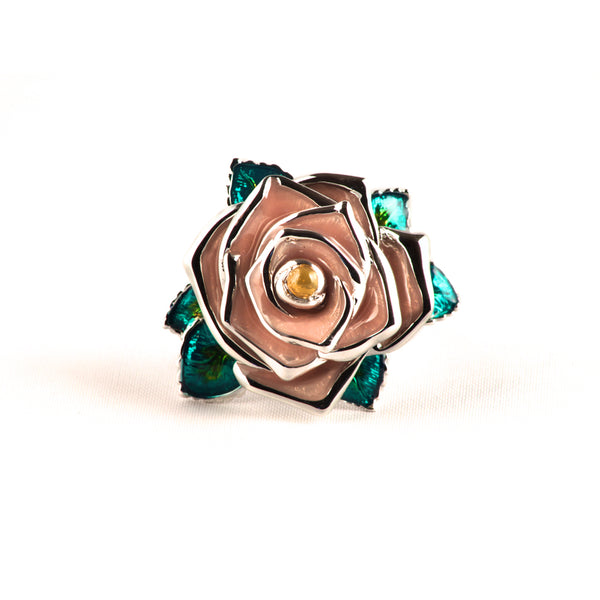 Frosted wild rose ring