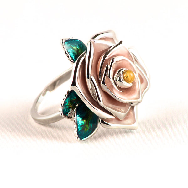 Frosted wild rose ring