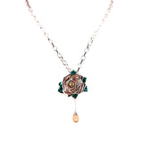 Frosted wild rose necklace