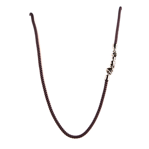 Ruthenium chattering skull cord necklace
