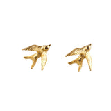 Gold Swallow Stud Earrings - Roz Buehrlen - 1